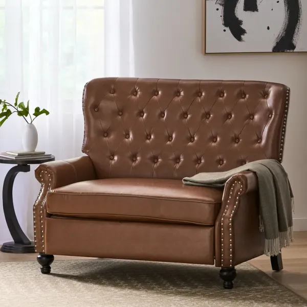 Oversize Faux Leather Recliner Chair - Light Brown