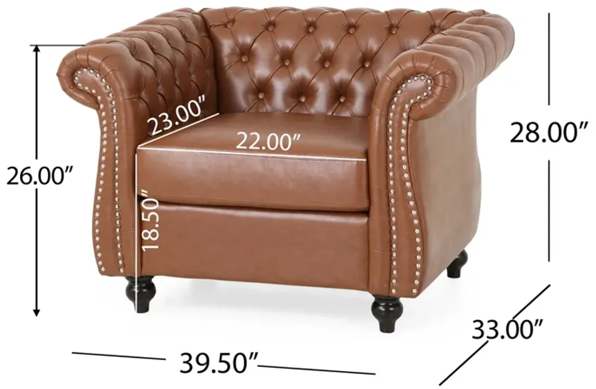 Tufted Accent Chair, Living Room - Light Brown