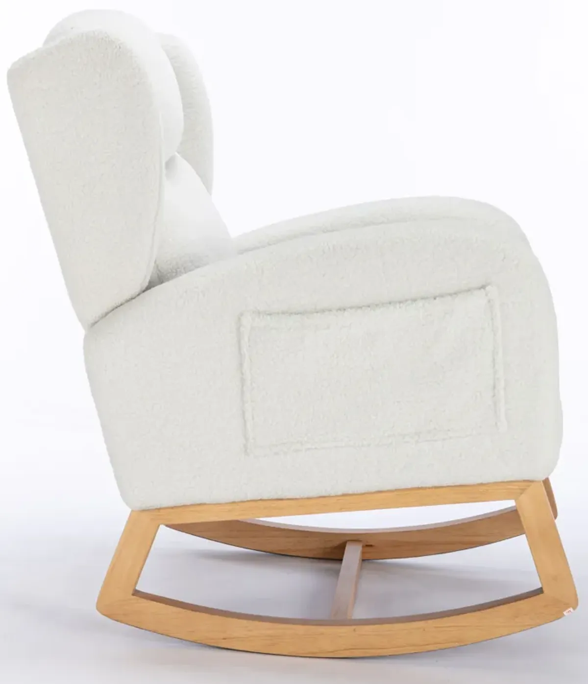 Teddy Fabric Rocking Chair With Packet Wood Legs - Ivory