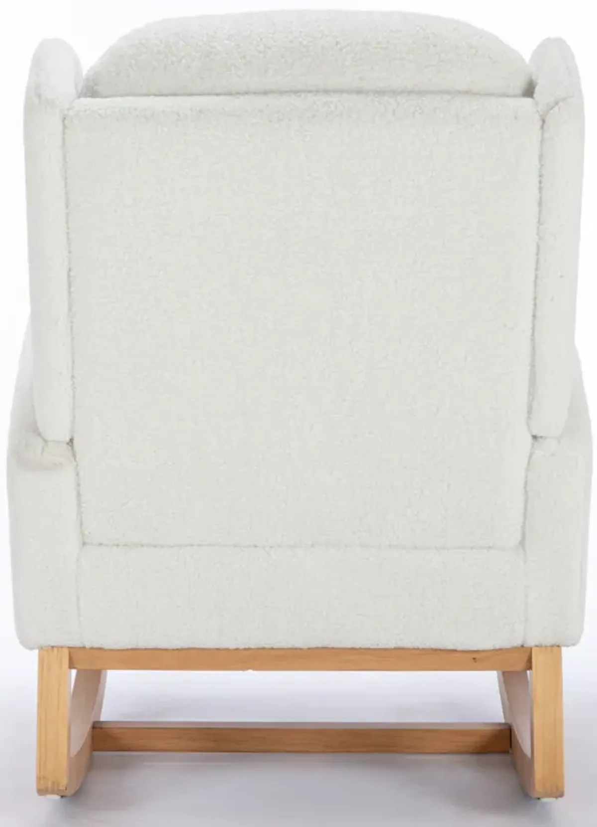 Teddy Fabric Rocking Chair With Packet Wood Legs - Ivory