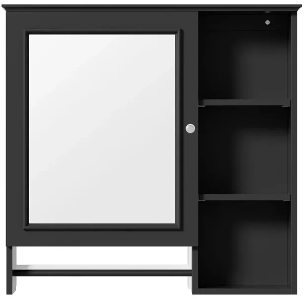 Wall Mounted Bathroom Storage Cabinet, Medicine Cabinets With Large Mirror Door, Adjustable Shelves And Three Open Storage Levels(Not Include Bathroom Vanity)