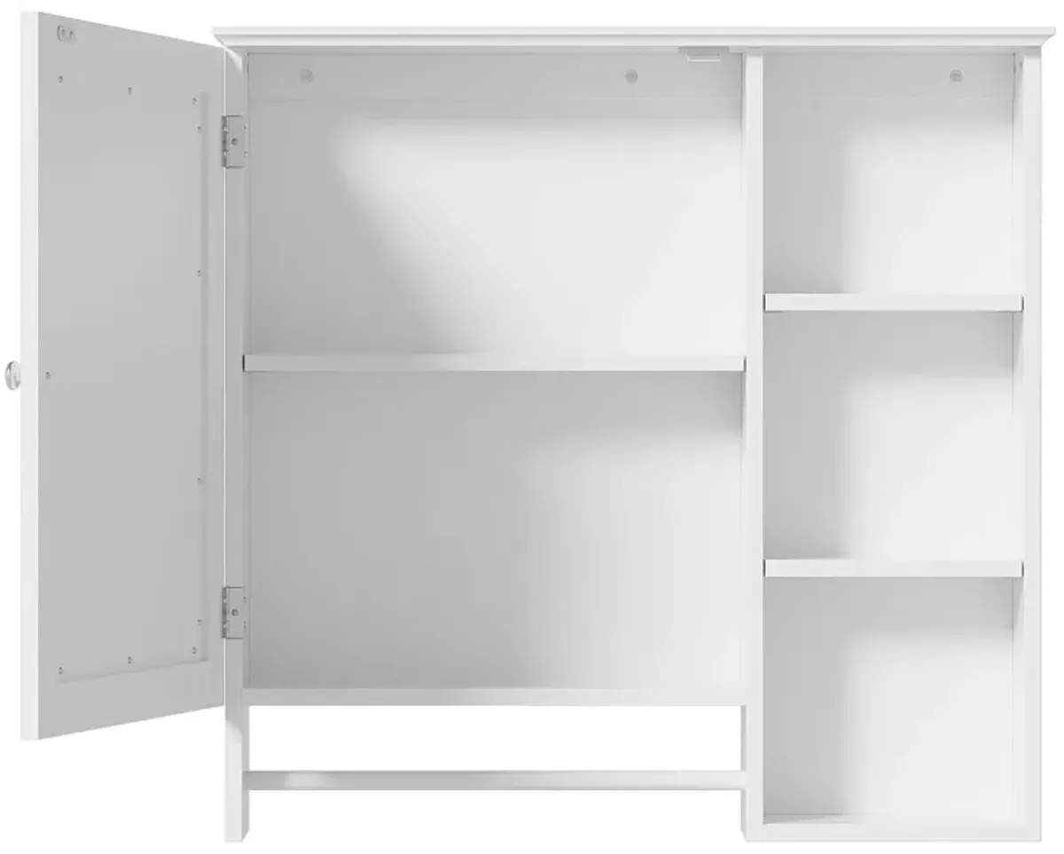 Wall Mounted Bathroom Storage Cabinet, Medicine Cabinets With Large Mirror Door, Adjustable Shelves And Three Open Storage Levels(Not Include Bathroom Vanity)