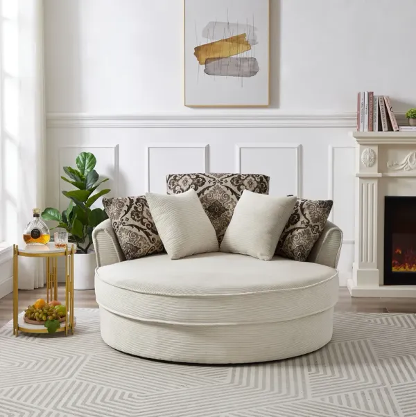 Swivel Accent Barrel Chair With 5 Movable Pillow 360 Degree Swivel Round Sofa Chair For Living Room, Bedroom, Hotel