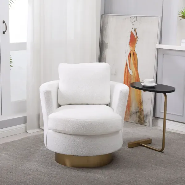 Teddy Swivel Barrel Chair For Bedroom Comfy With Base
