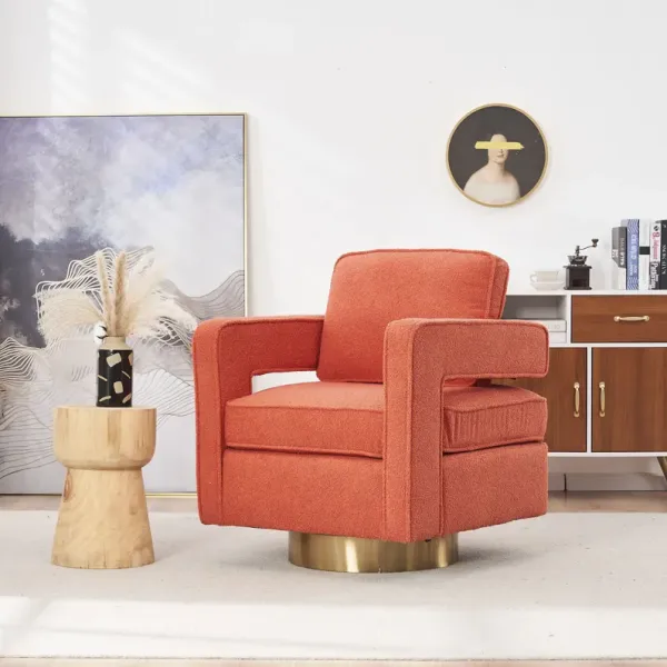 Swivel Barrel Chair For Living Room, 360 Degree Swivel Club Modern Accent Single Sofa Chair, Small Leisure Arm Chair For Nursery, Hotel, Bedroom - Orange