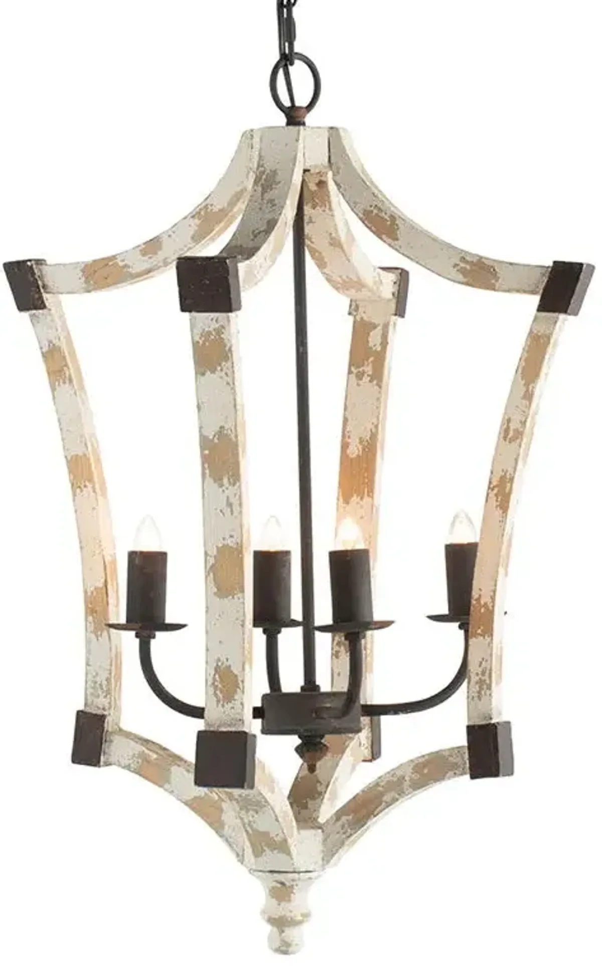 4 Light Chandelier, Hanging Light Fixture With Adjustable Chain For Kitchen, Bulb Not Included - Cream