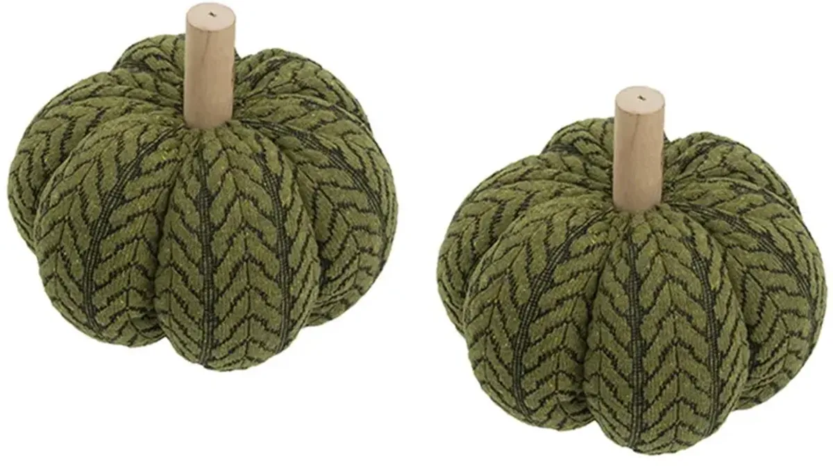 Pumpkin Ornament Decor For Holiday Harvest Festival Fall Festival & Thanksgiving (Set of 2) - Green