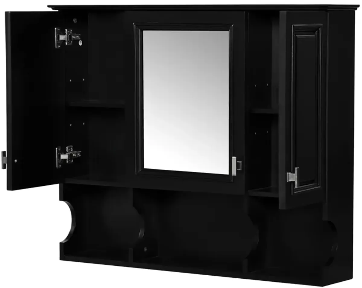 Wall Mounted Bathroom Medicine Wall Cabinet With Mirror & Open Shelves