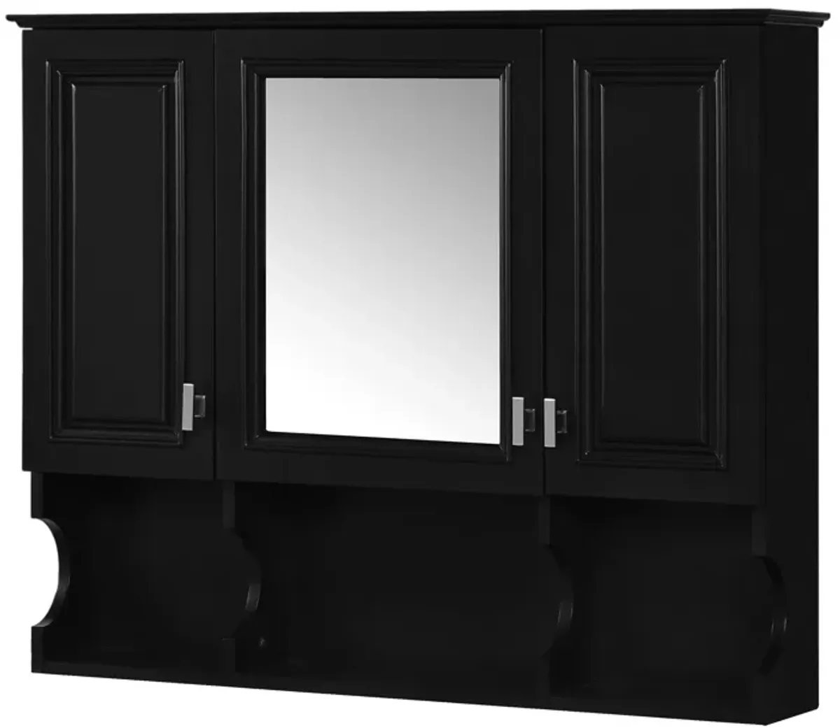 Wall Mounted Bathroom Medicine Wall Cabinet With Mirror & Open Shelves