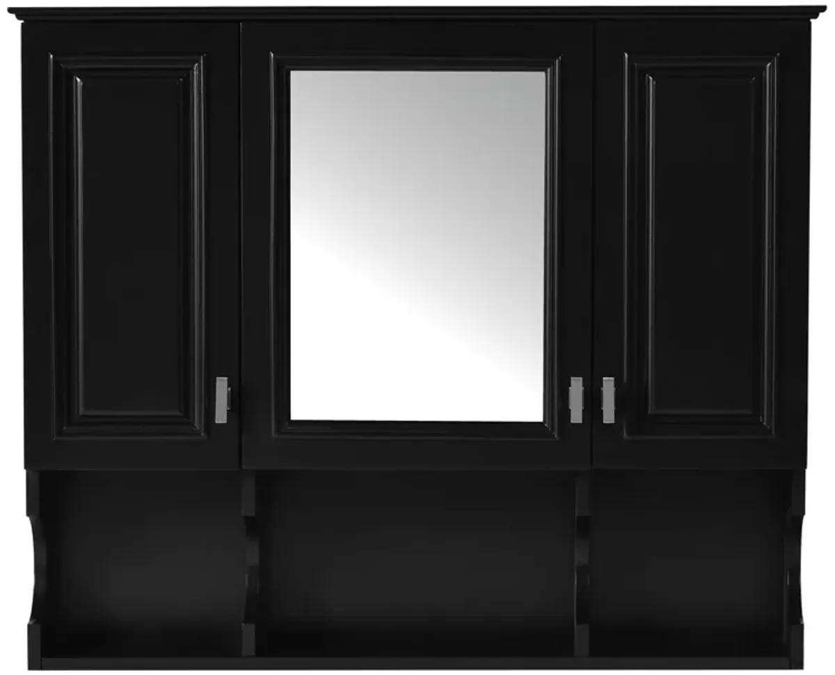Wall Mounted Bathroom Medicine Wall Cabinet With Mirror & Open Shelves