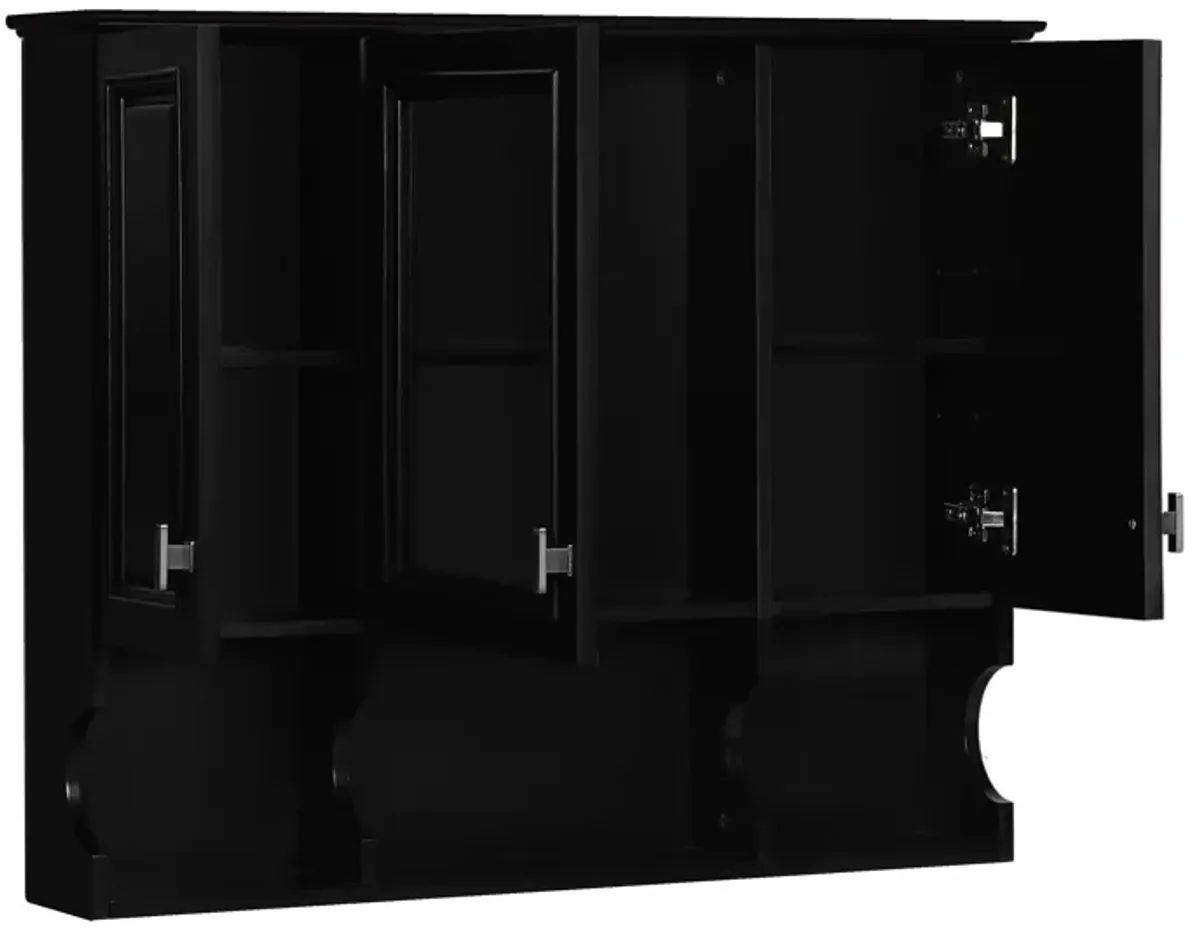 Wall Mounted Bathroom Medicine Wall Cabinet With Mirror & Open Shelves