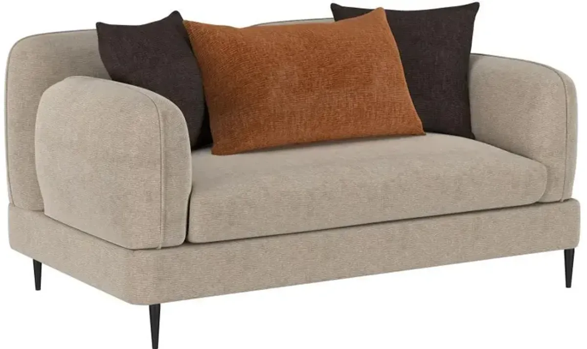 Jade - Chenille Upholstered Sculpted Track Arm Loveseat - Latte
