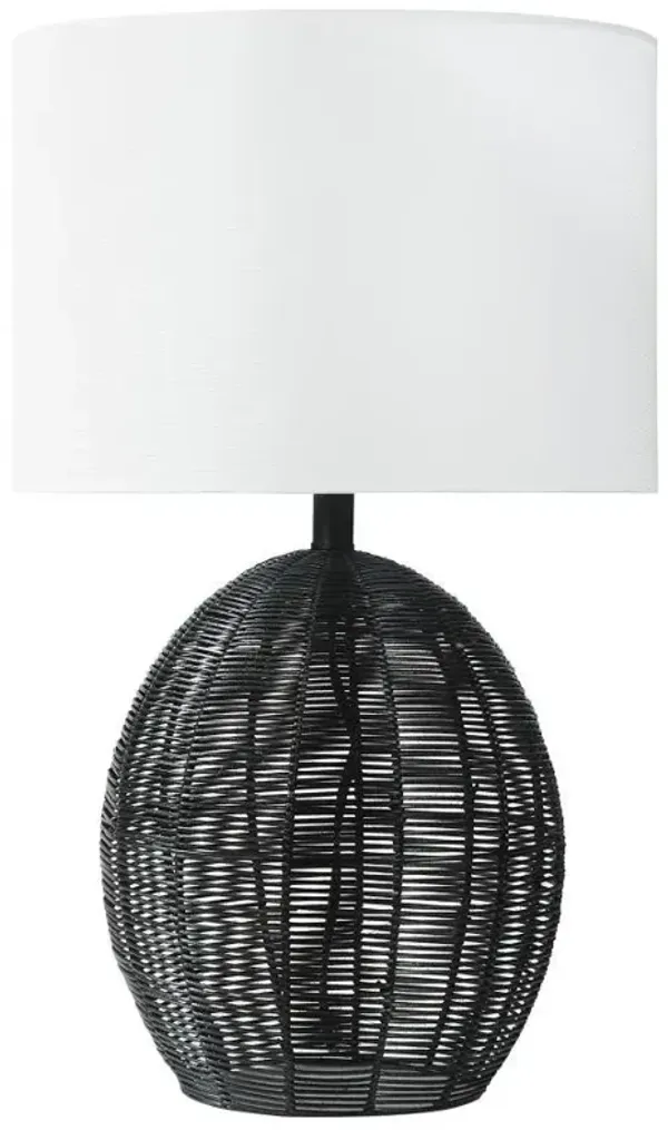 Indio - Drum Shade Handwoven Rattan Table Lamp - Black