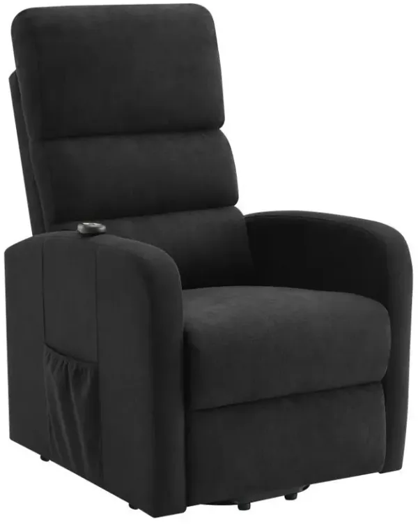 Amsdell - Upholstered Power Lift Recliner With Remote - Black
