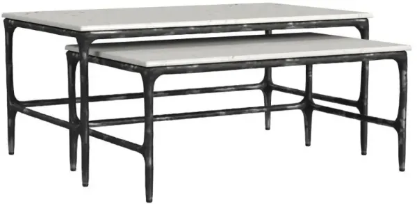 Ebby - 2 Piece Genuine Marble Top Nesting Coffee Tables - White