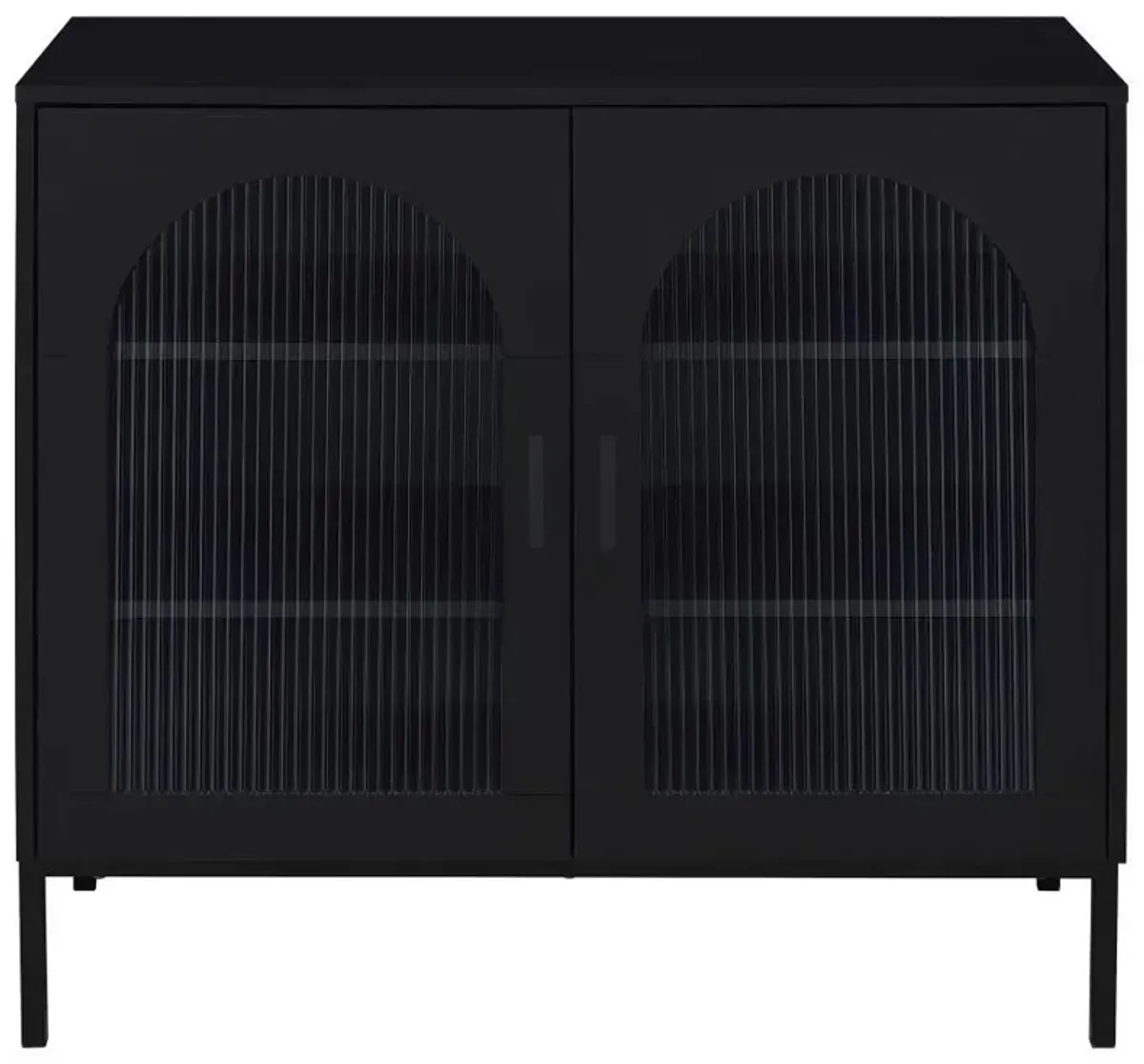 Jess - 2-Door Arched Fluted Glass Accent Cabinet - Black