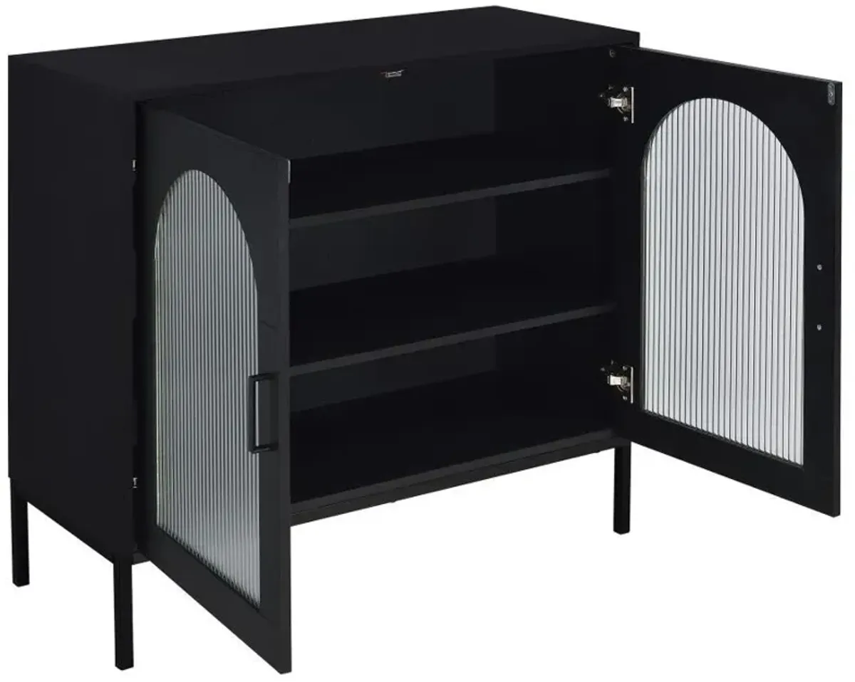 Jess - 2-Door Arched Fluted Glass Accent Cabinet - Black