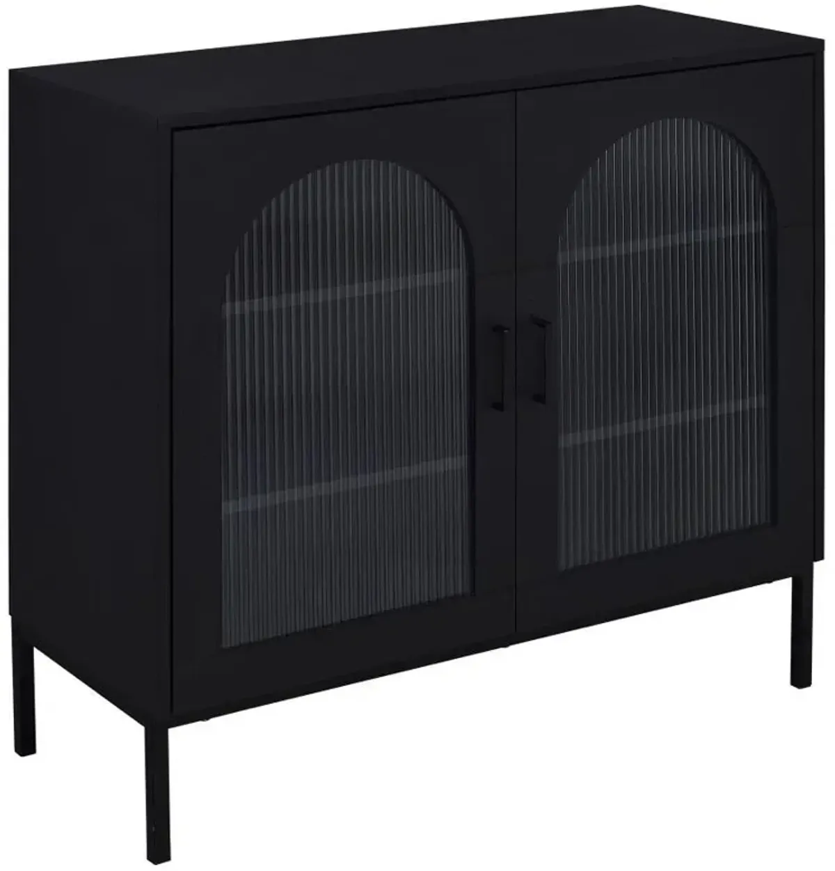 Jess - 2-Door Arched Fluted Glass Accent Cabinet - Black