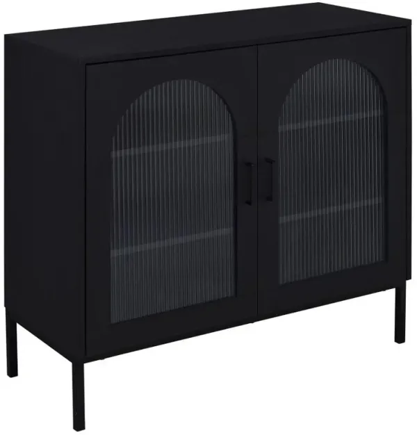 Jess - 2-Door Arched Fluted Glass Accent Cabinet - Black