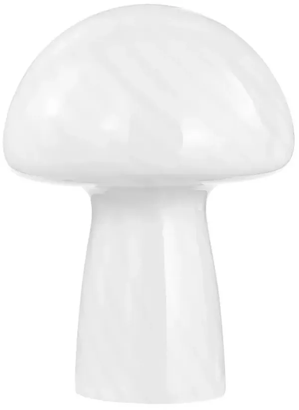 Kanaby - Mushroom Shaped Glass Bedside Table Lamp - White