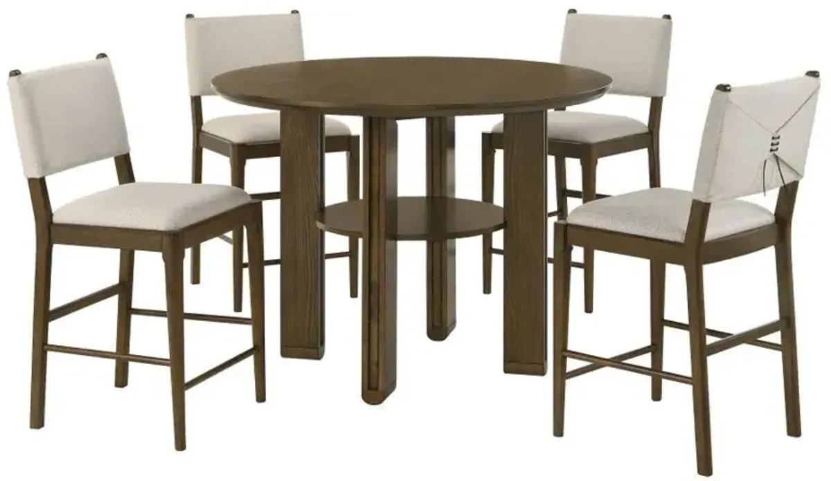 Ottowa - 5 Piece Round Counter Height Dining Room Set - Brown