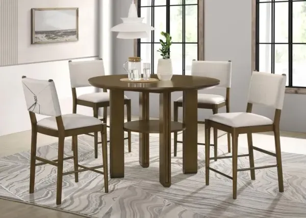 Ottowa - 5 Piece Round Counter Height Dining Room Set - Brown