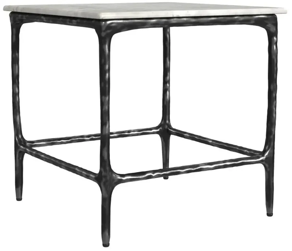 Ebby - Square Genuine Marble Top Metal End Table - White
