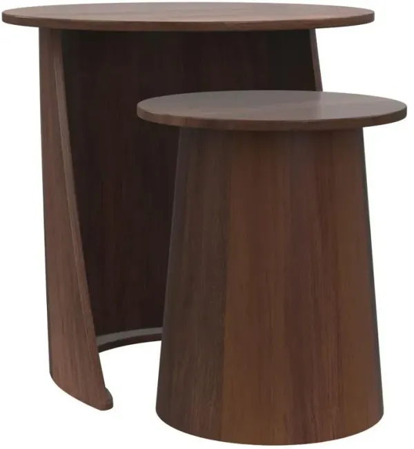 Yency - 2 Piece Round - Mango Wood Nesting Table Set - Dark Brown