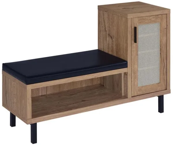 Teller - 1-Door Entryway Shoe Storage Bench - Natural Oak