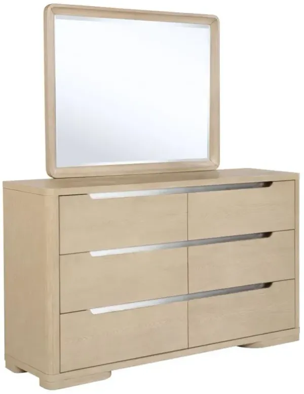Ladera - 6-Drawer Bedroom Dresser And Mirror - Light Elm