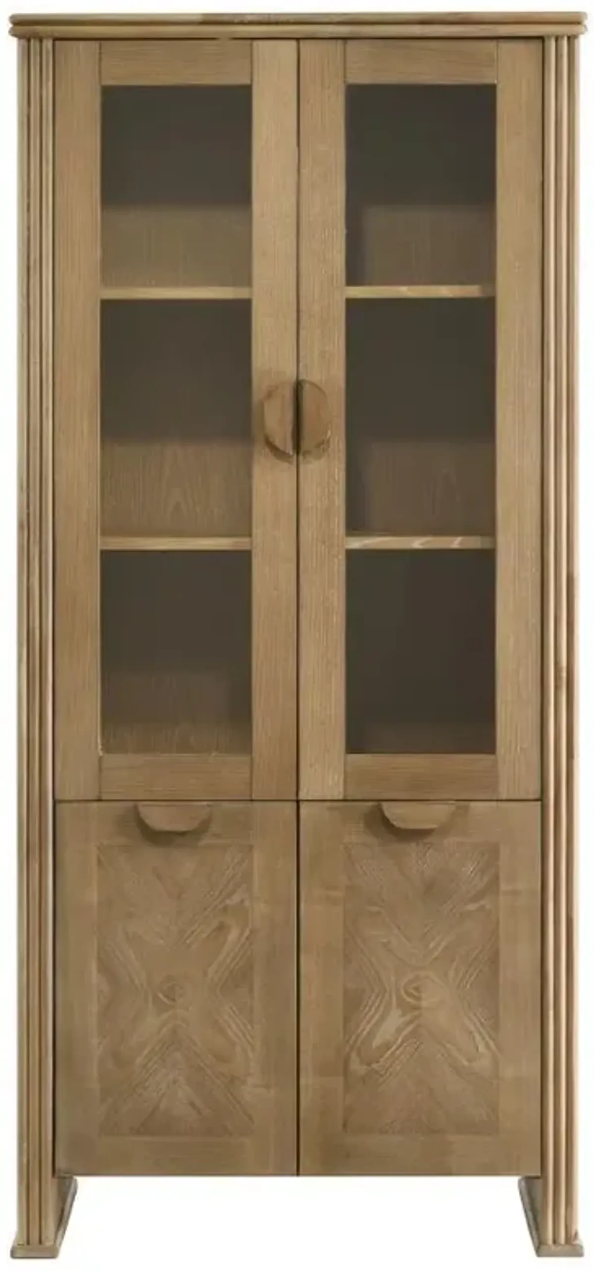 Adina - Tall Display Cabinet - Distressed Light Brown