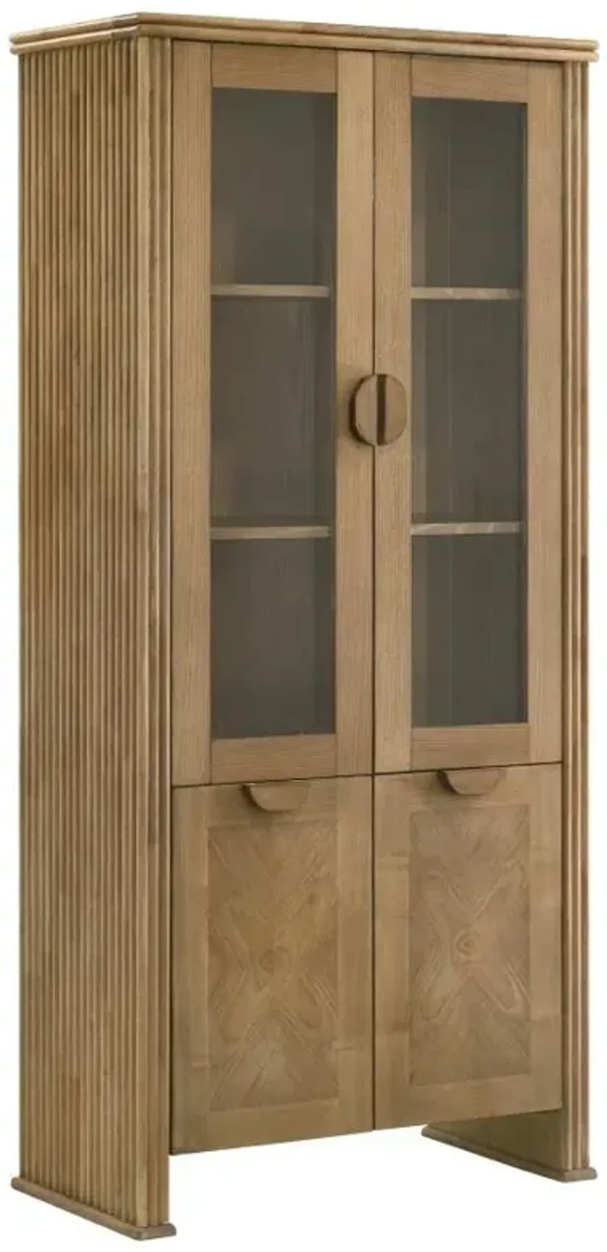 Adina - Tall Display Cabinet - Distressed Light Brown