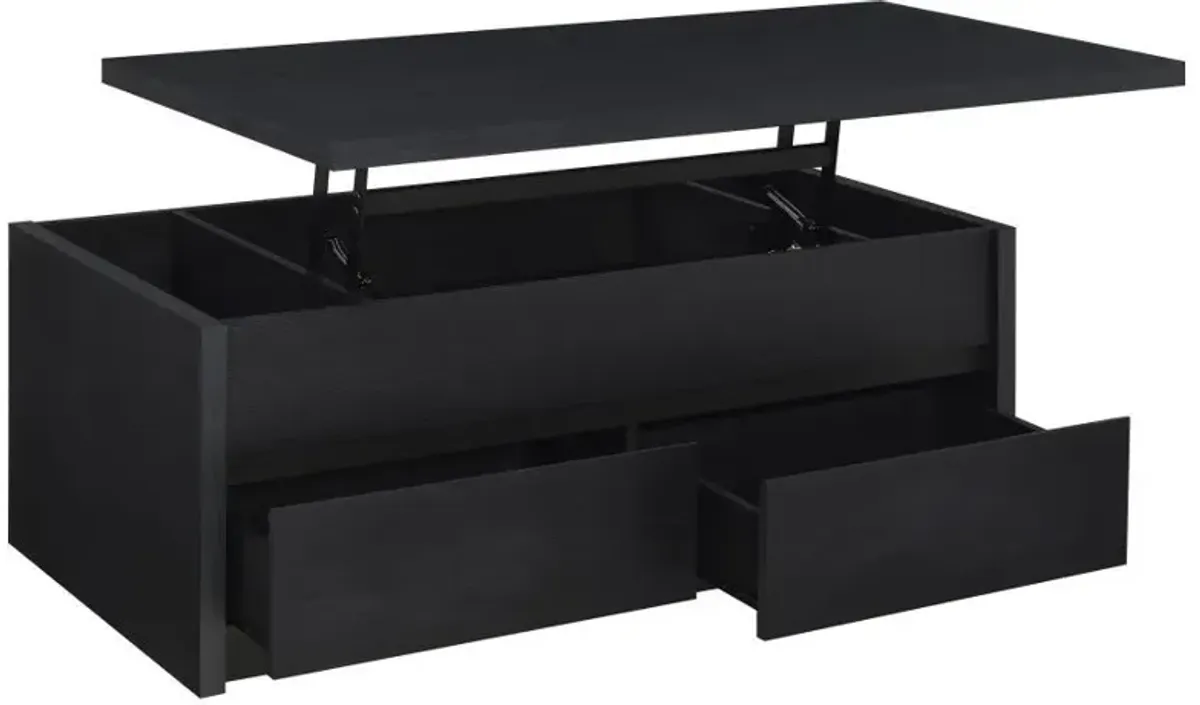 Knapp - Lift Top Cocktail Coffee Table With Dual Drawers - Black