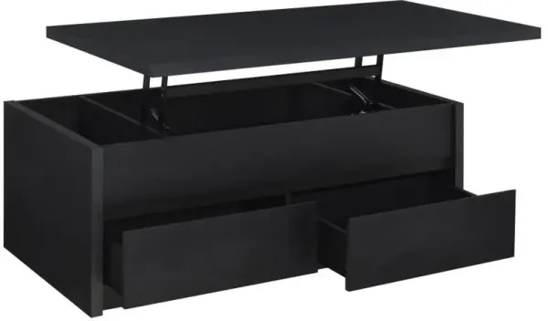Knapp - Lift Top Cocktail Coffee Table With Dual Drawers - Black
