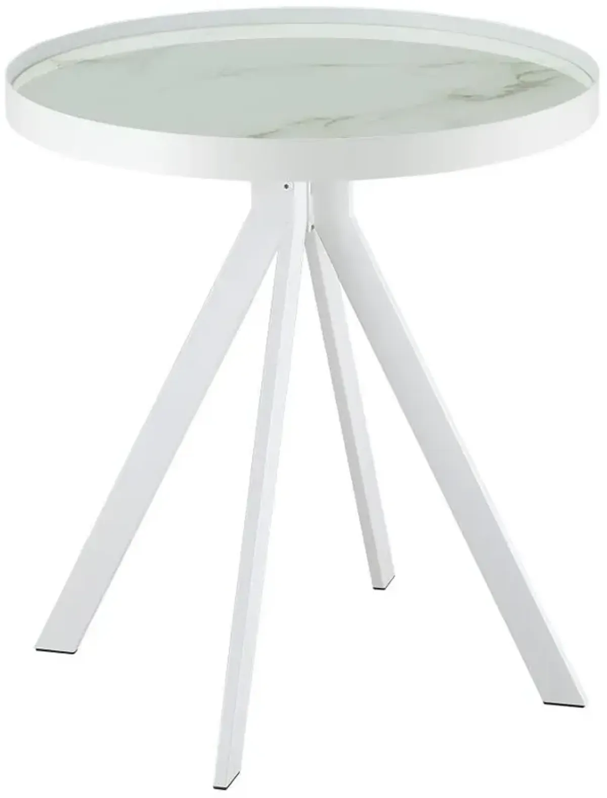 Briggs - Round Marble Printed Glass Top End Side Table