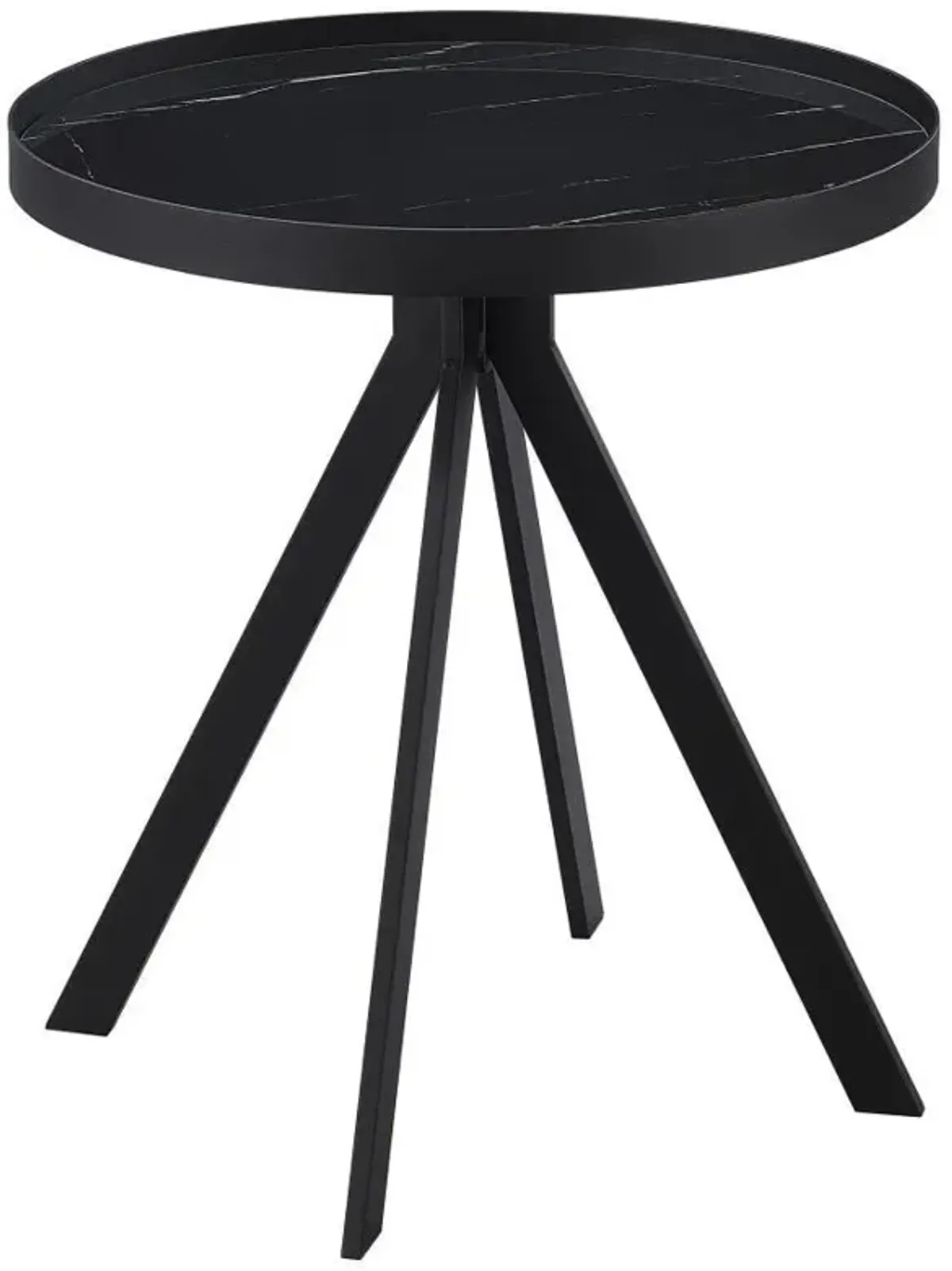 Briggs - Round Marble Printed Glass Top End Side Table