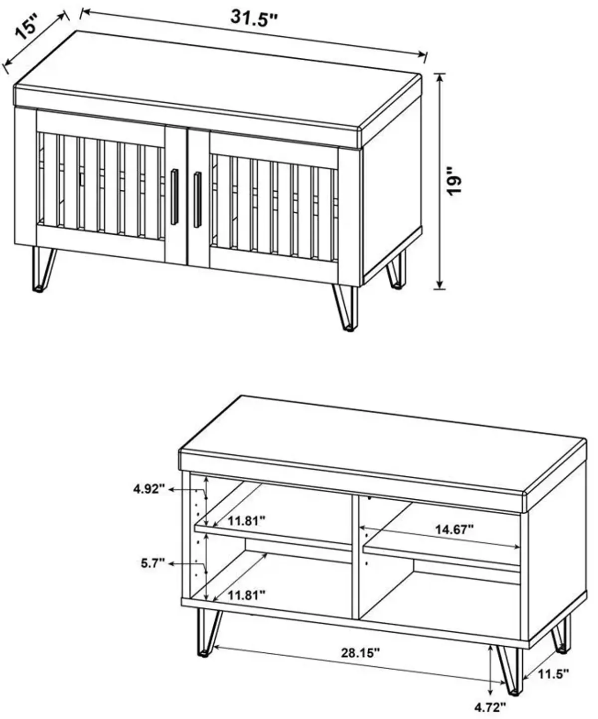 Brixton - 2-Door Padded Entryway Shoe Storage Bench