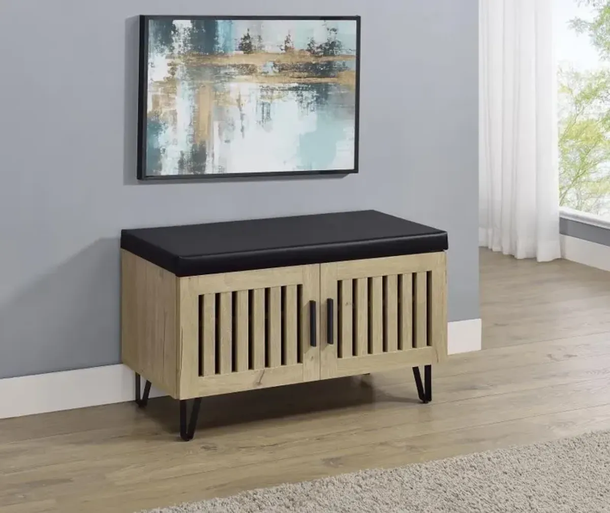 Brixton - 2-Door Padded Entryway Shoe Storage Bench