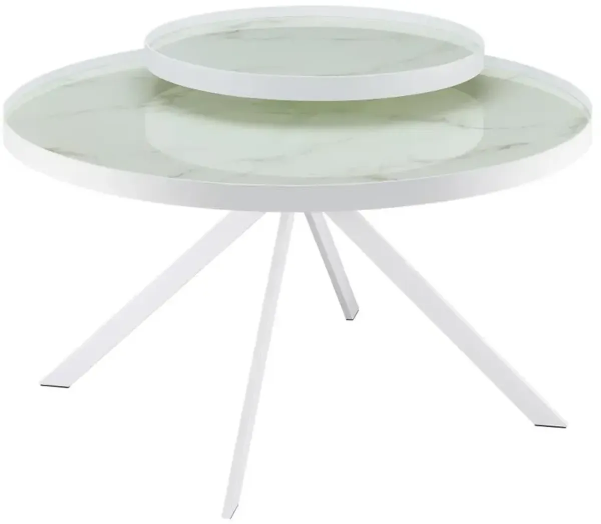 Briggs - Round Marble Printed Glass Top Coffee Table