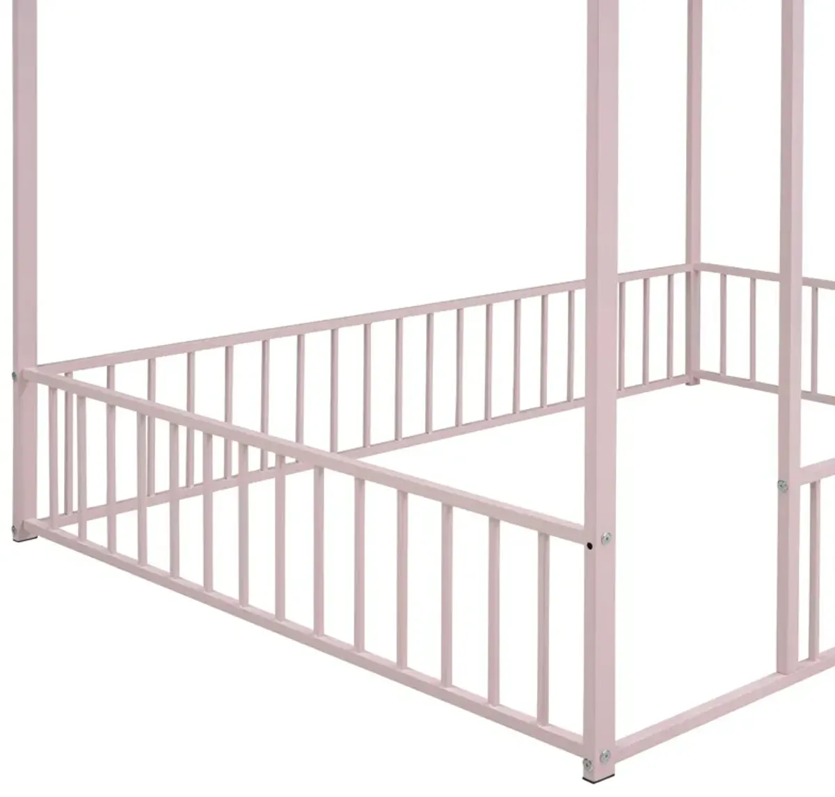 Metal Bed House Bed Frame With Fence