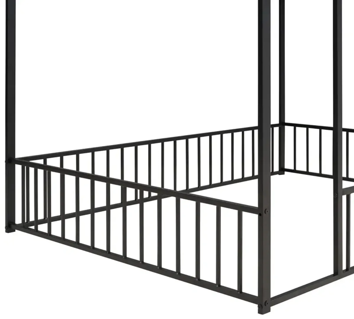 Metal Bed House Bed Frame With Fence