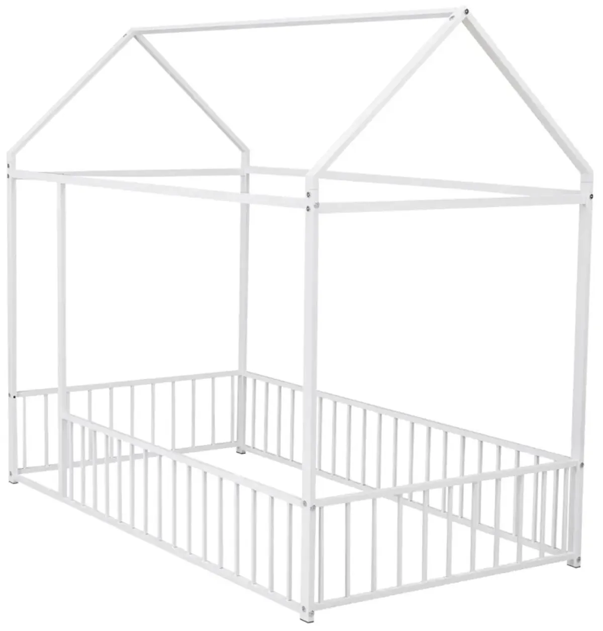 Metal Bed House Bed Frame With Fence