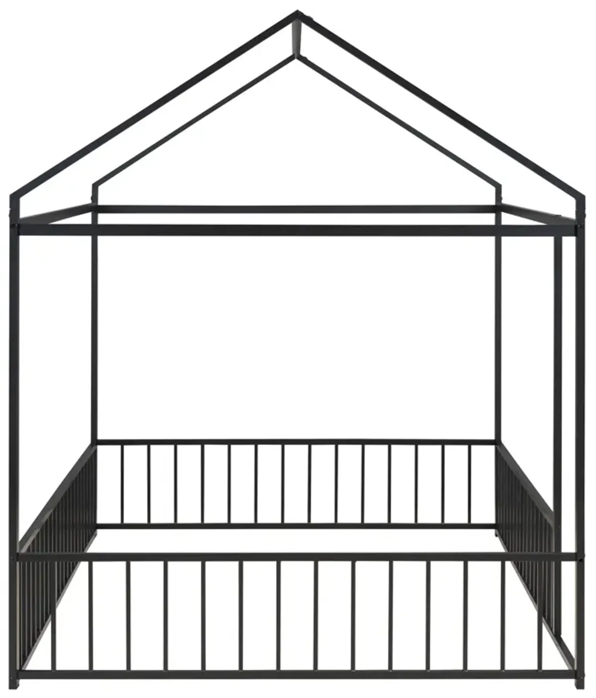 Metal Bed House Bed Frame With Fence