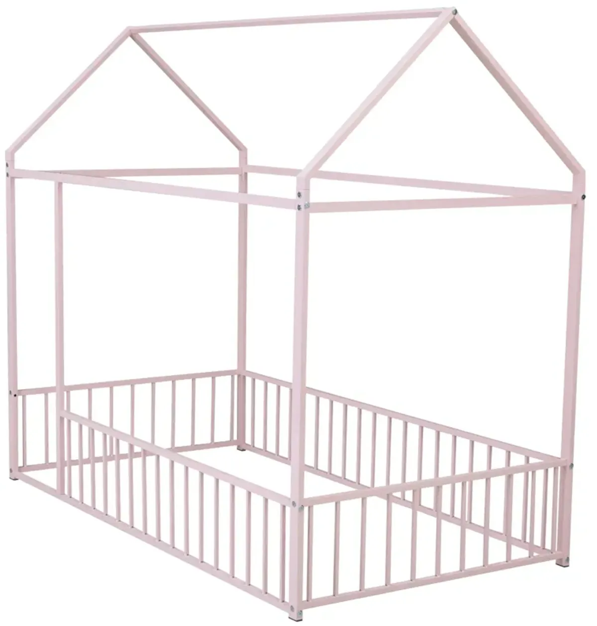 Metal Bed House Bed Frame With Fence