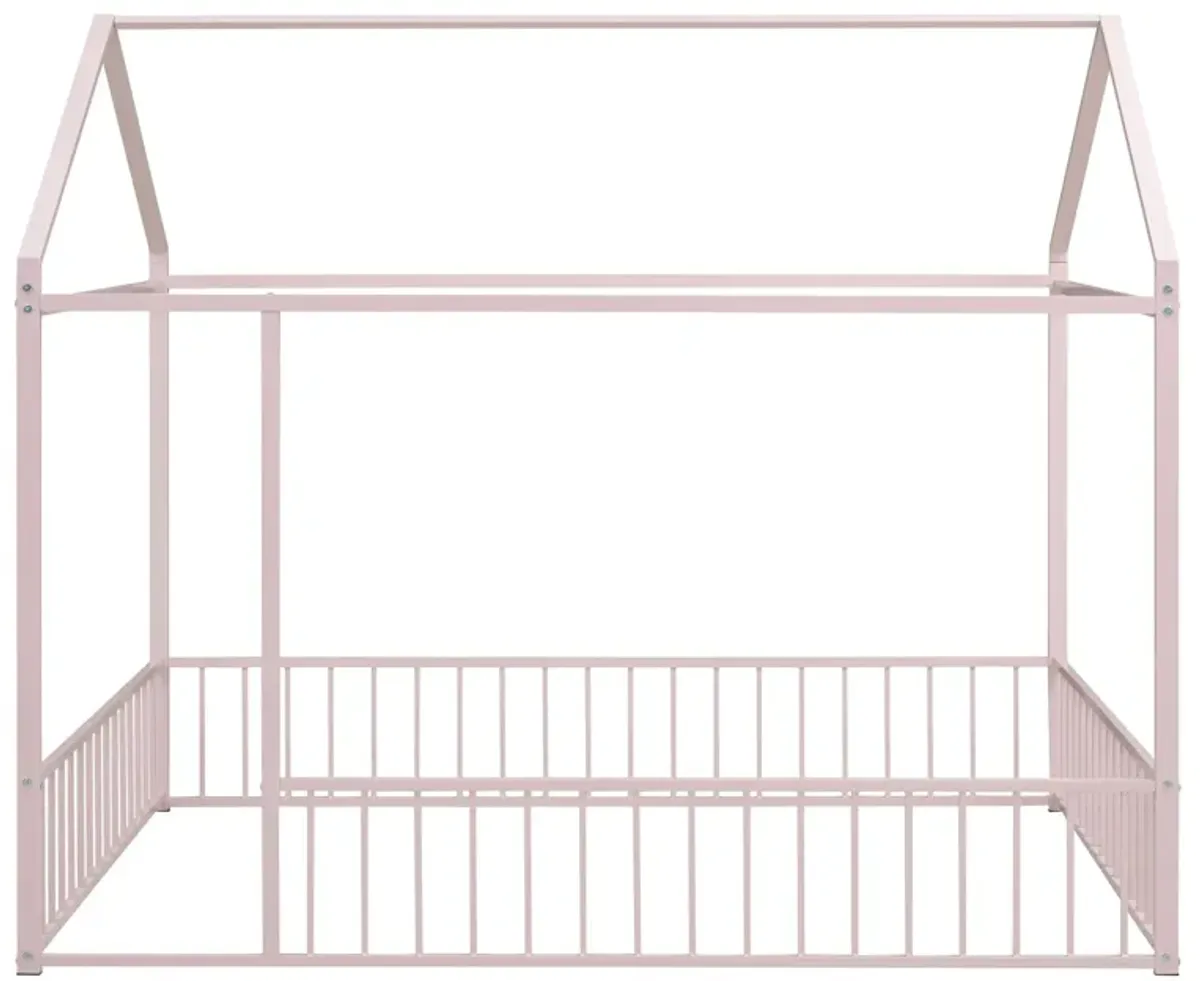 Metal Bed House Bed Frame With Fence