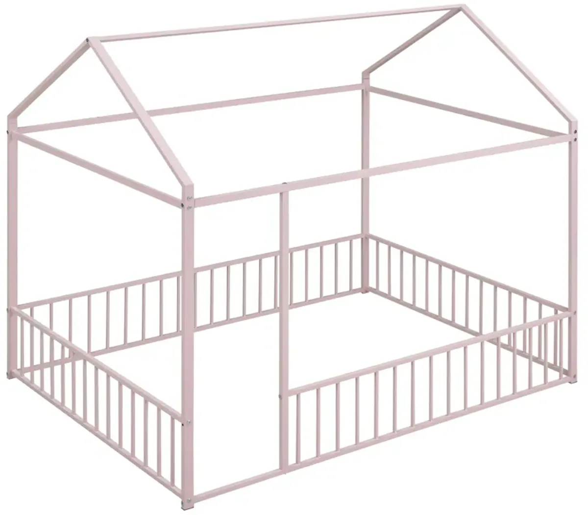 Metal Bed House Bed Frame With Fence