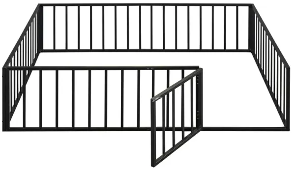 Metal Floor Bed Frame With Fence And Door
