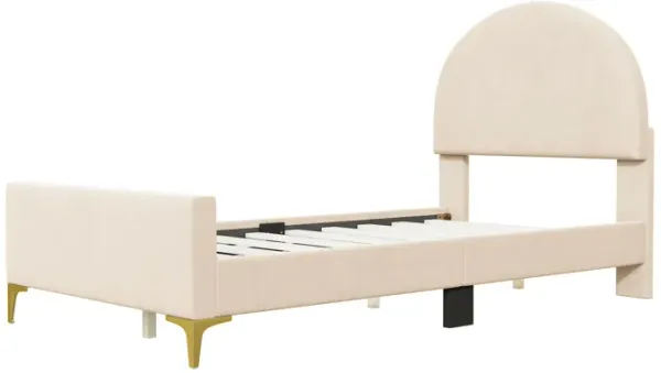 Upholstered Platform Bed With Classic Semi-Circle Shaped Headboard