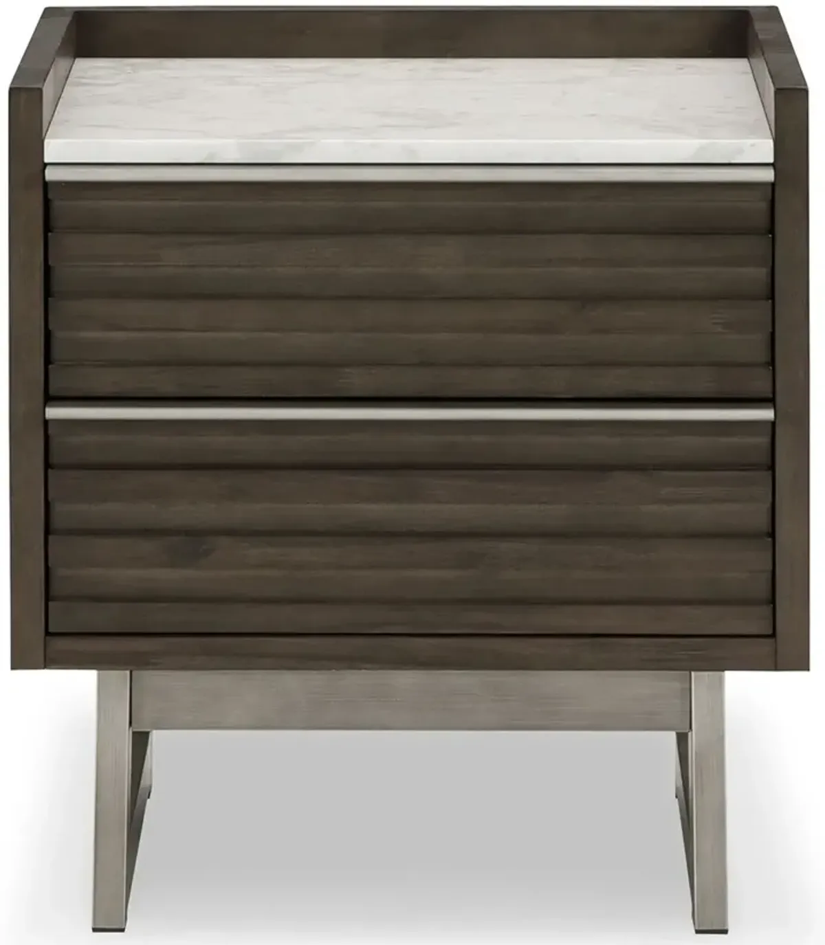 Arkenton - Grayish Brown / White - Two Drawer Night Stand