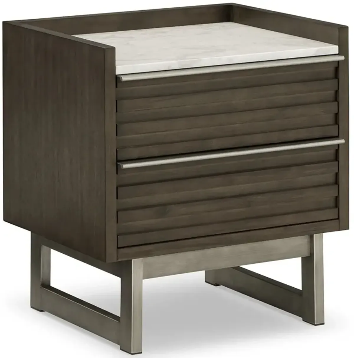 Arkenton - Grayish Brown / White - Two Drawer Night Stand